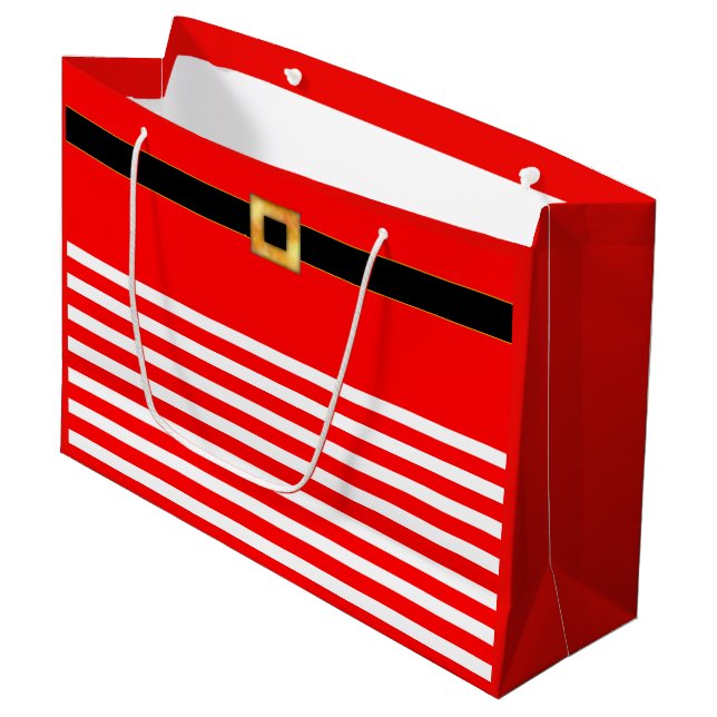 Sac cadeau rayé rouge et blanc mignon (Devant Angle)