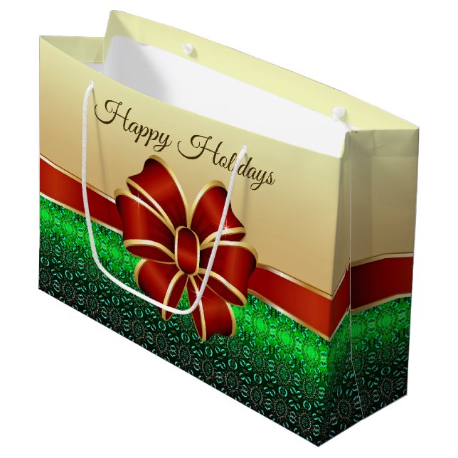 Sac cadeau Red Ribbon Gold Holiday (Devant Angle)