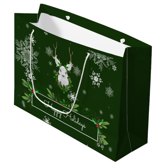 Sac cadeau Reindeer Vert (Devant Angle)