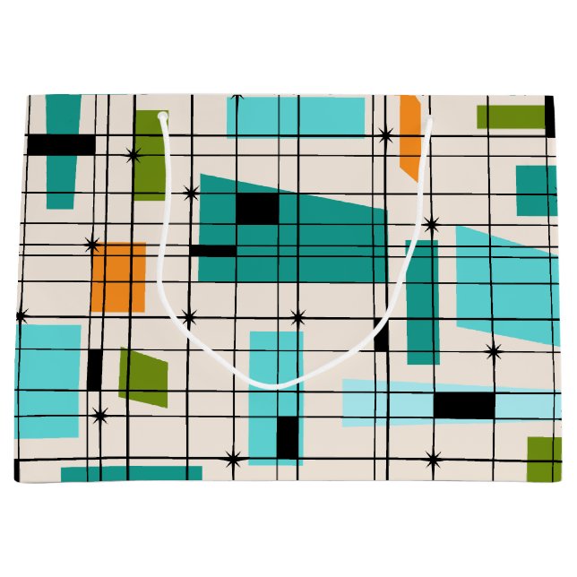 Sac cadeau Retro Grid & Starbursts (Devant)