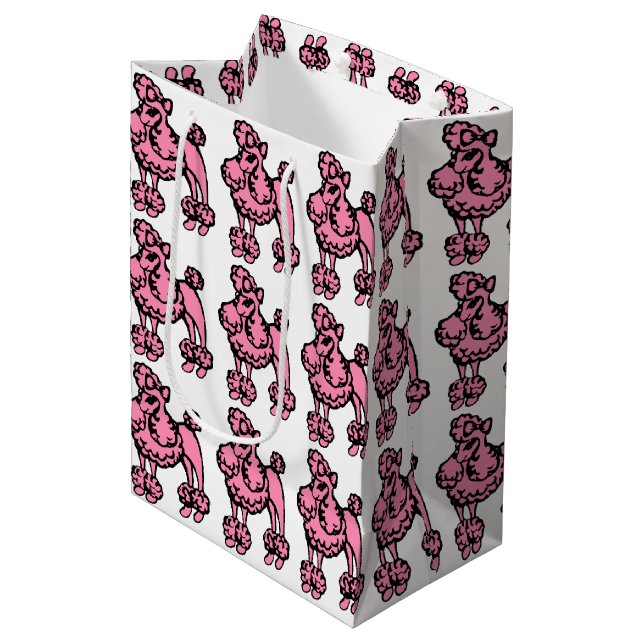 Sac cadeau Retro Pink French Poodle (Devant Angle)