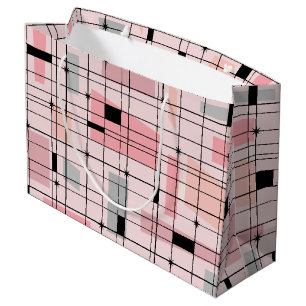 Sac cadeau Retro Pink Grid et Starbursts