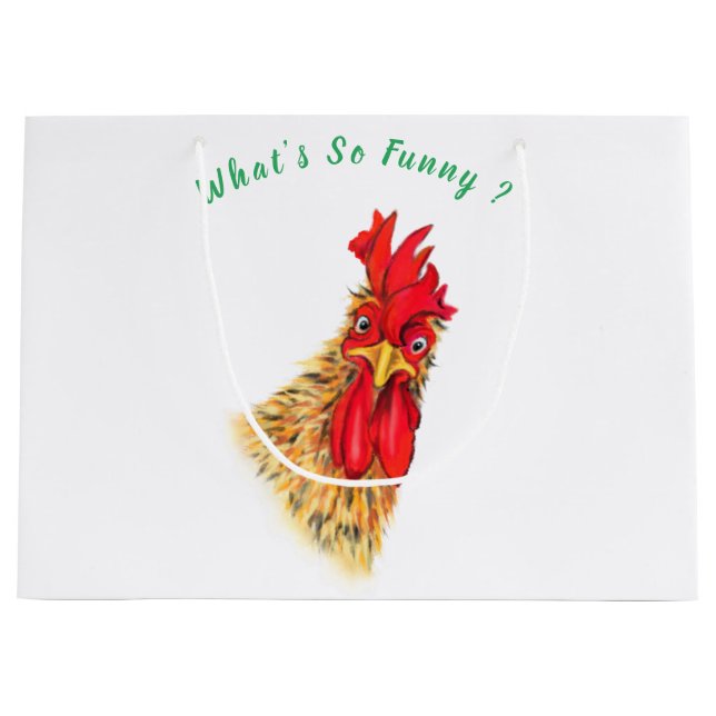 Sac cadeau Rooster amusant - Texte personnalisé (Devant)