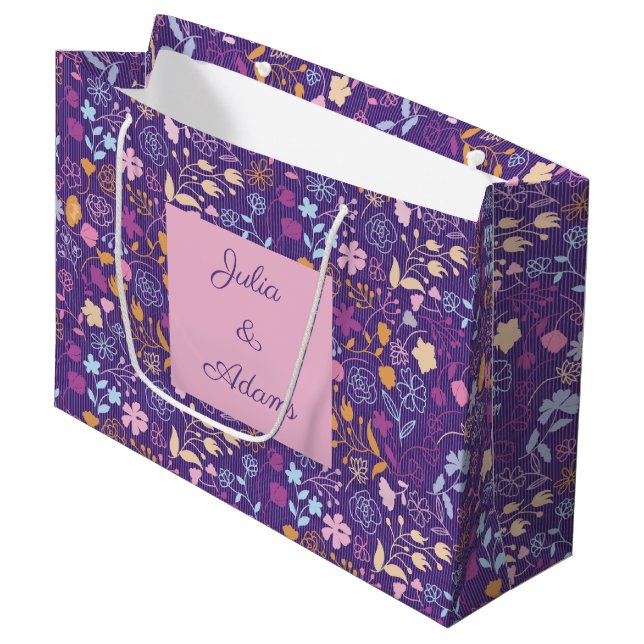 Sac cadeau rose et pétales (Devant Angle)