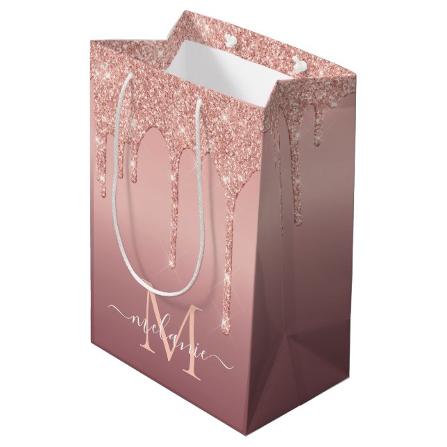 Sac cadeau rose Gold personnalisé Votre lettre et  (Dos Angle)