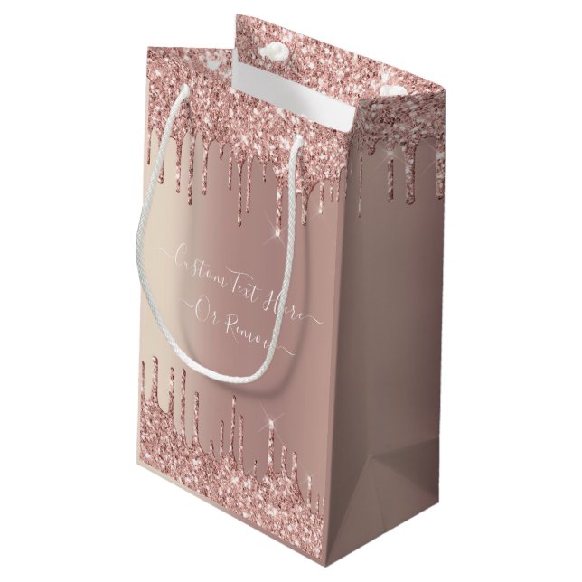 Sac cadeau rose Parties scintillant or avec nom de (Dos Angle)