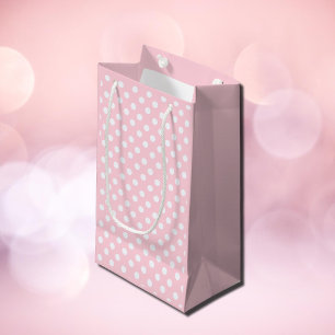 Sac cadeau rose pastel à pois