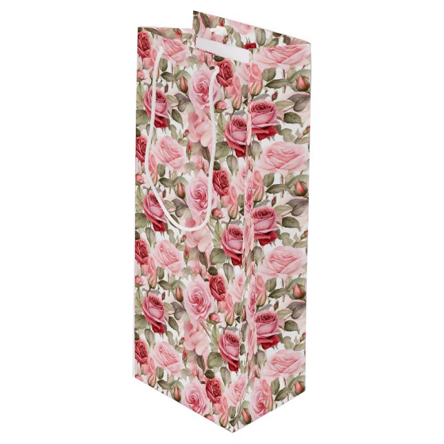 Sac cadeau Roses roses (Devant Angle)