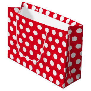 Sac Cadeau Rouge et blanc Grand moyen Polka Point Noël