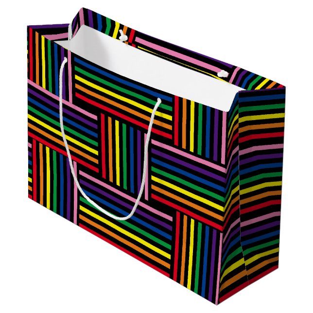 Sac cadeau - Rubans tissés couleur arc-en-ciel (Devant Angle)