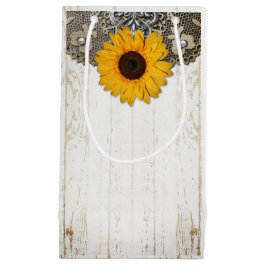 Sac cadeau Rustique Tournesol Dentelle & Burlap