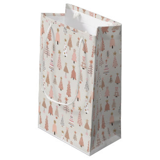 Sac Cadeau Sapin Noël Rose Scandinave