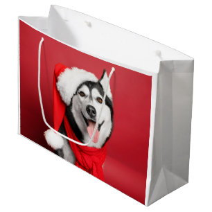 Sac cadeau Sibérien Husky Père Noël