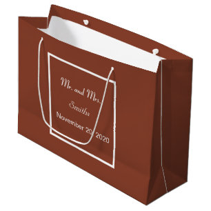 Sac Cadeau Simple Élégant Terre Cuite et Grand Mariage Blanc 
