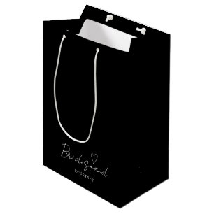Sac cadeau simple noir personnalisé de femme de ch
