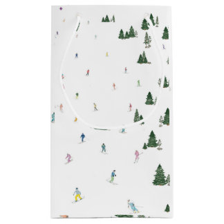 Sac cadeau Ski et Snowboard en aquarelle hiver