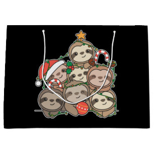 Sac Cadeau Sloth Christmas Tree Drôle Animal Noël Grand