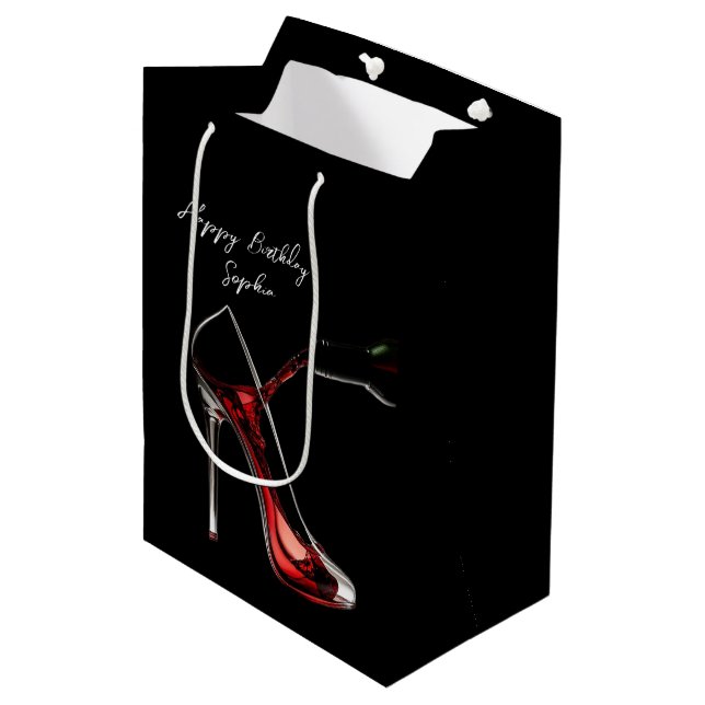 Sac cadeau Stiletto et vin (Devant Angle)