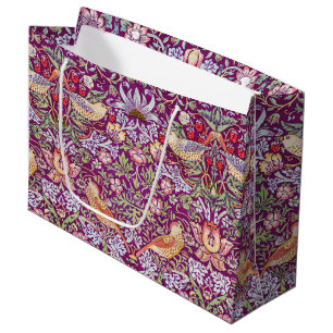 Sac Cadeau Strawberry Thief Rouge, William Morris Grand Cadea