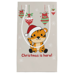 Sac Cadeau Tiger Noël Neige Animaux d'hiver Tiger Petit Gi
