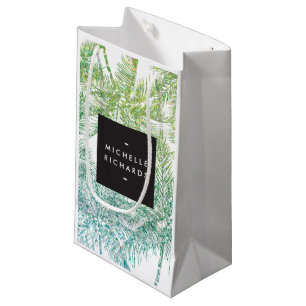 Sac cadeau Tropical Green/Aqua Parties scintillant