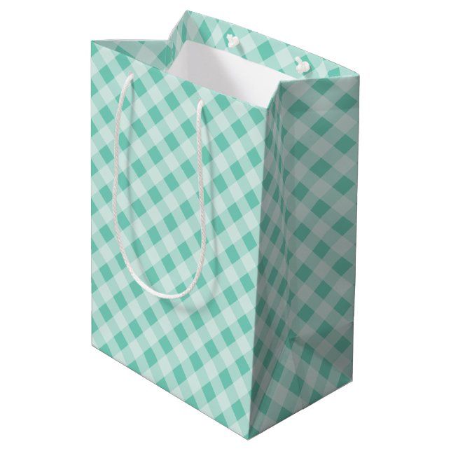 Sac cadeau Turquoise Retro En vichy (Dos Angle)