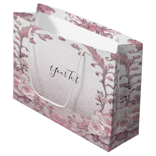 Sac cadeau unique rose floral (Devant Angle)