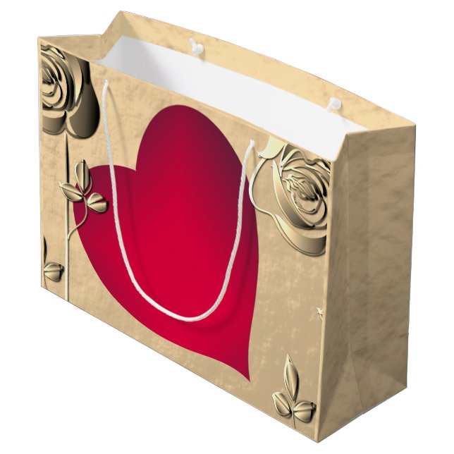 Sac cadeau Valentine Roses & Coeur (Dos Angle)