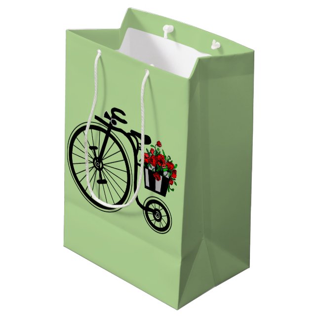 Sac cadeau Vélo Fleurs - Vos Couleurs - Texte (Dos Angle)