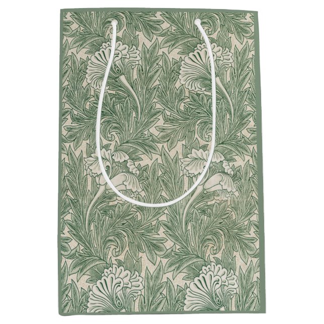 Sac cadeau William Morris pour tulipes vertes (Devant)