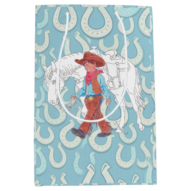 Sac cadeau Young Cowboy and Horse (Devant)