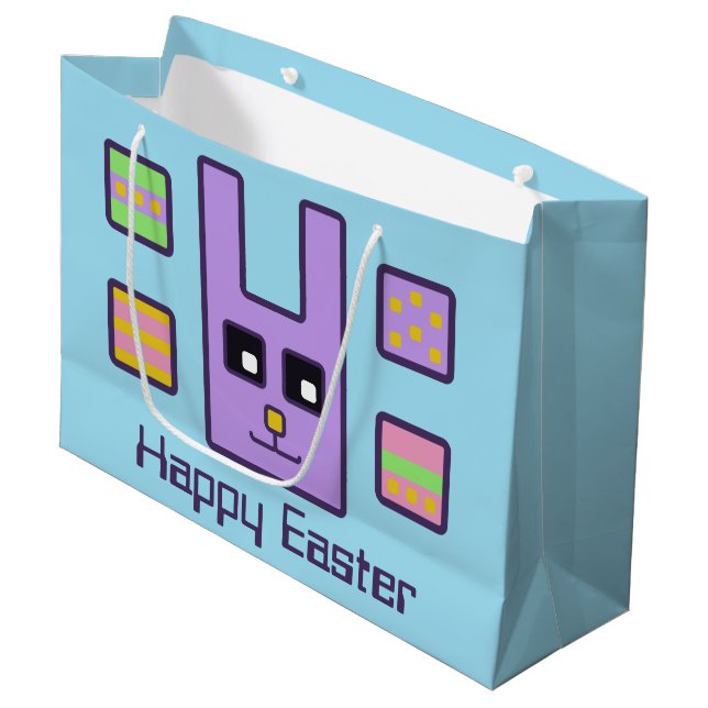 Sac carré de cadeau de lapin de Pâques (grand) (Devant Angle)