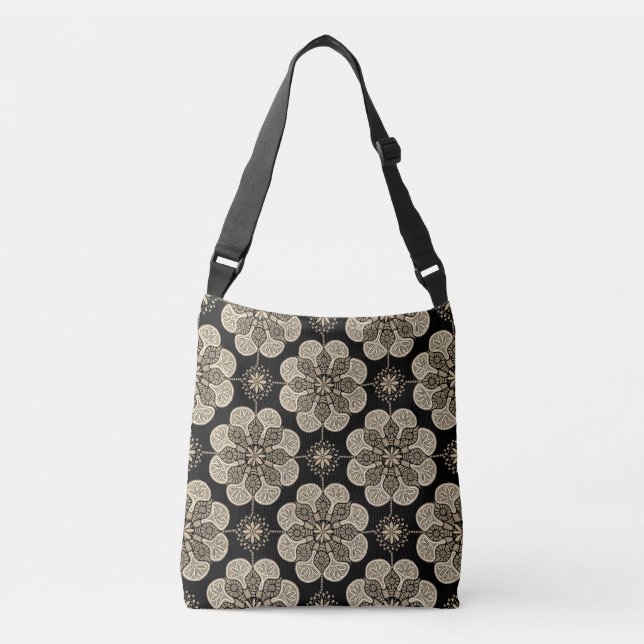 Sac carrossable avec médaillons bronzés sur noir (Devant)