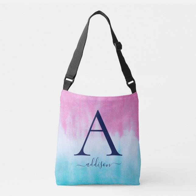 Sac carrossable rose Turquoise Cravate-Dye Monogra (Devant)