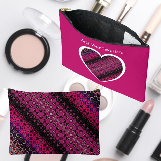 Sac cosmétique à motif rose chaud abstrait (Créateur téléchargé)