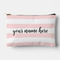 Sac cosmétique à rayures roses personnalisées