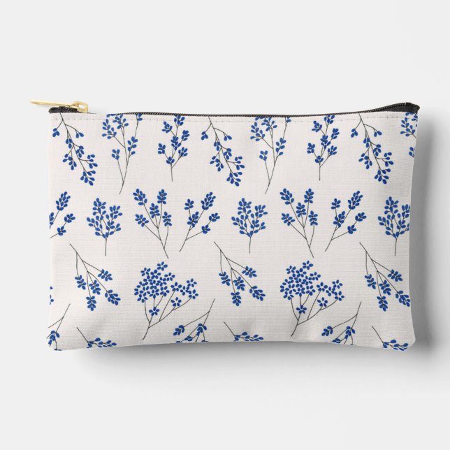 Sac cosmétique bleu et blanc Floral (Recto)