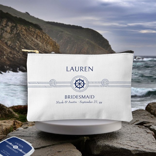 Sac cosmétique du Mariage de thème nautique (Nautical wedding bridesmaid gift - personalize for any member of your bridal party)