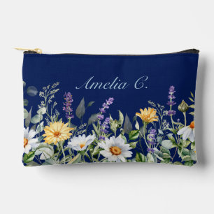 Sac cosmétique Fleur sauvage couleur bleu marine