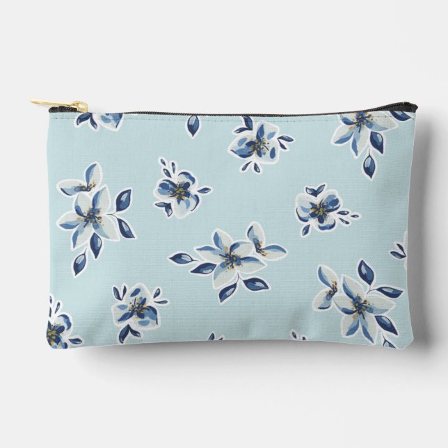 Sac cosmétique floral bleu (Recto)