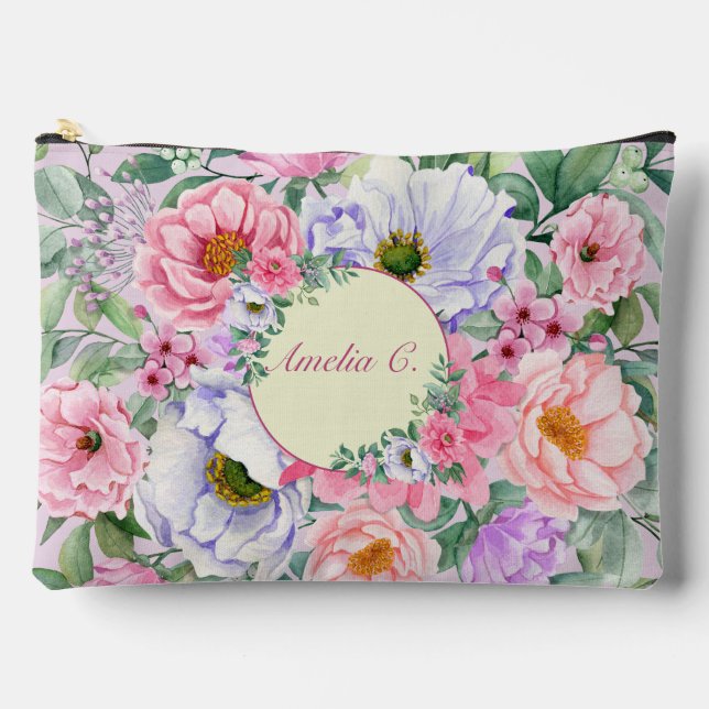 Sac cosmétique pastel Aquarelle florale (Recto)