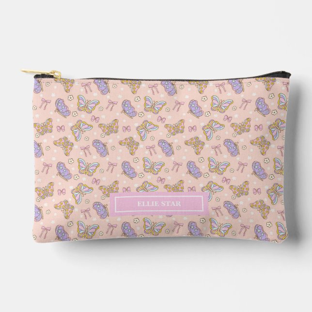 Sac cosmétique personnalisé pour fille à papillon  (Recto)