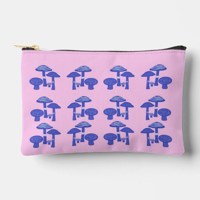 Sac cosmétique 'Rose & Blue Mushroom' (Recto)