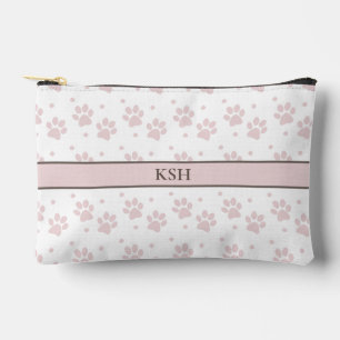 Sac cosmétique Taupe et Empreinte de patte rose - 
