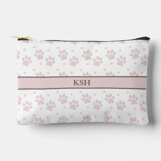 Sac cosmétique Taupe et Empreinte de patte rose -