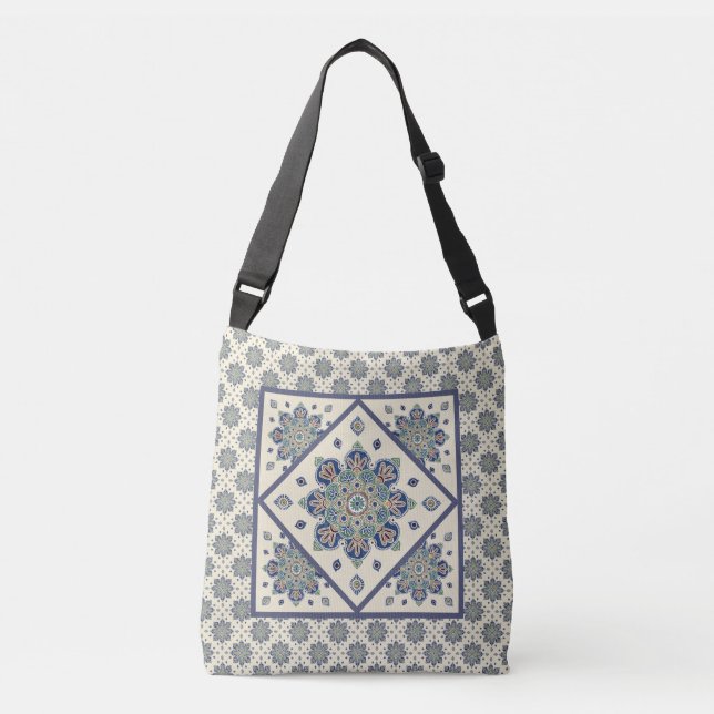 Sac CrossBody avec Médaillons Bleu et Vert (Devant)