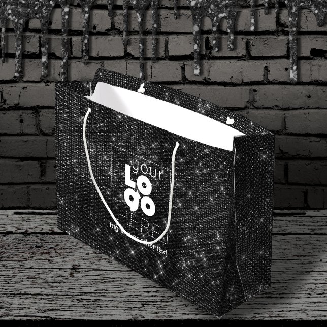 Sac d'achat de papier Black Sparkle XL (Créateur téléchargé)