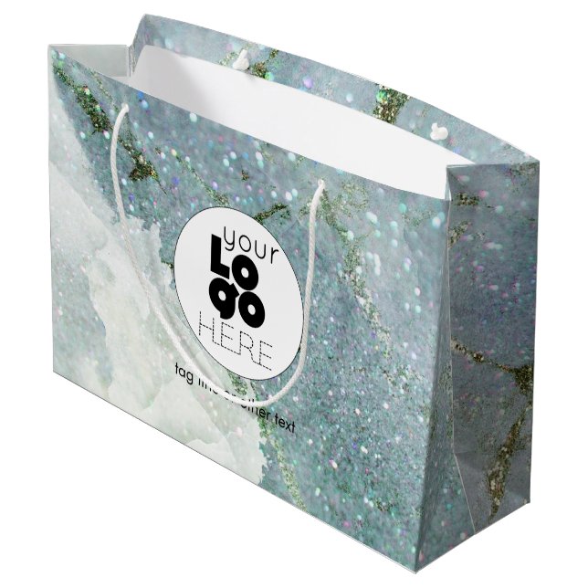 Sac d'achat papier marbre XL Parties scintillant d (Dos Angle)