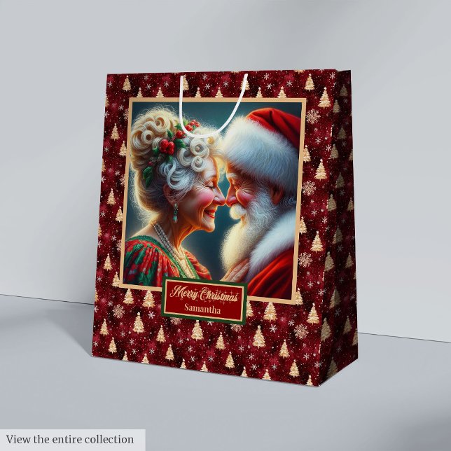 Sac d'aquarelle classique Père Noël et Mme Claus H (Classic Santa & Mrs Claus Holiday Watercolor Bag)