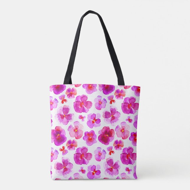 Sac d'aquarelle rose rose fleurie (Dos)